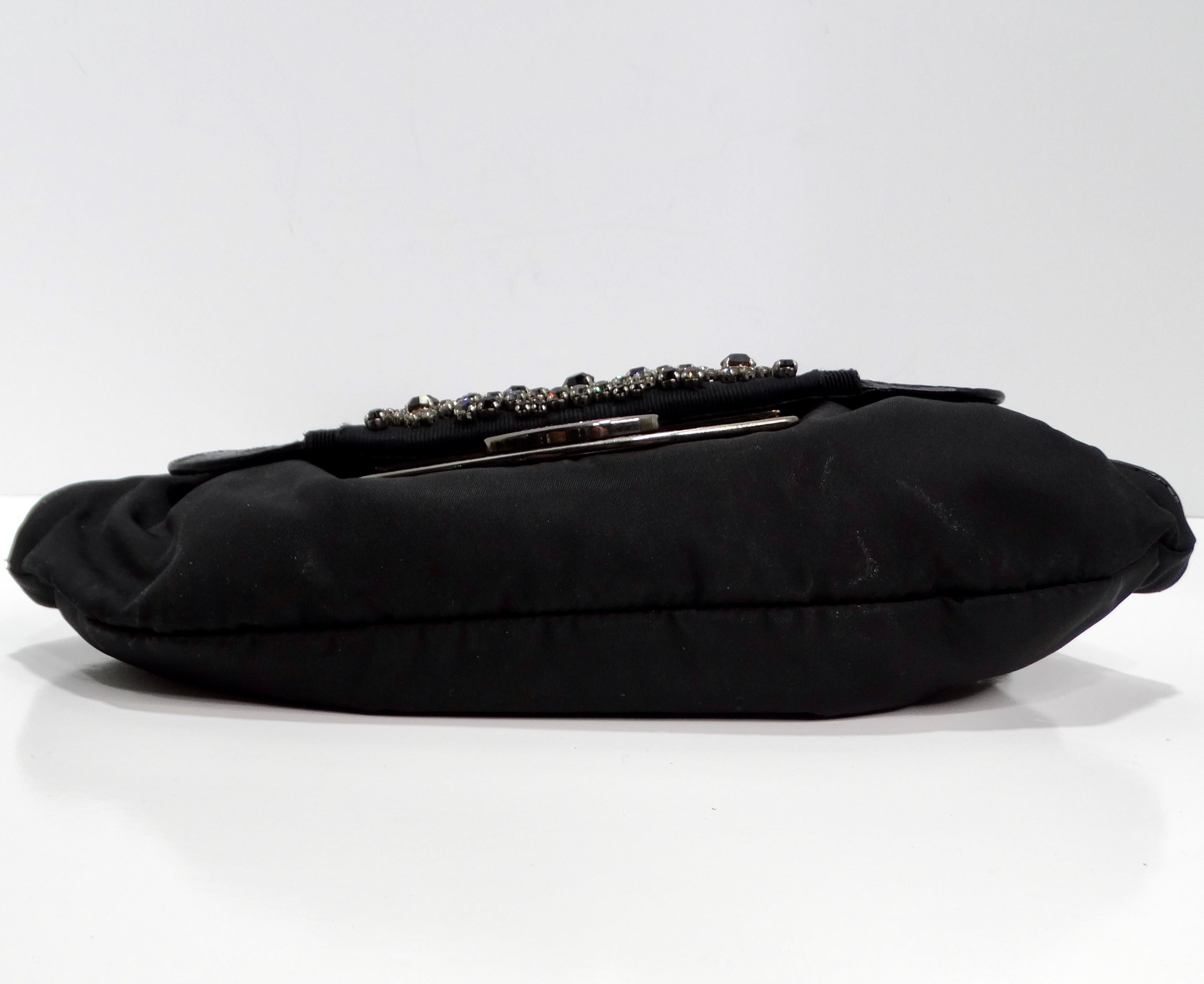 Prada Black Embellished Skipper Shoulder Bag For Sale 3