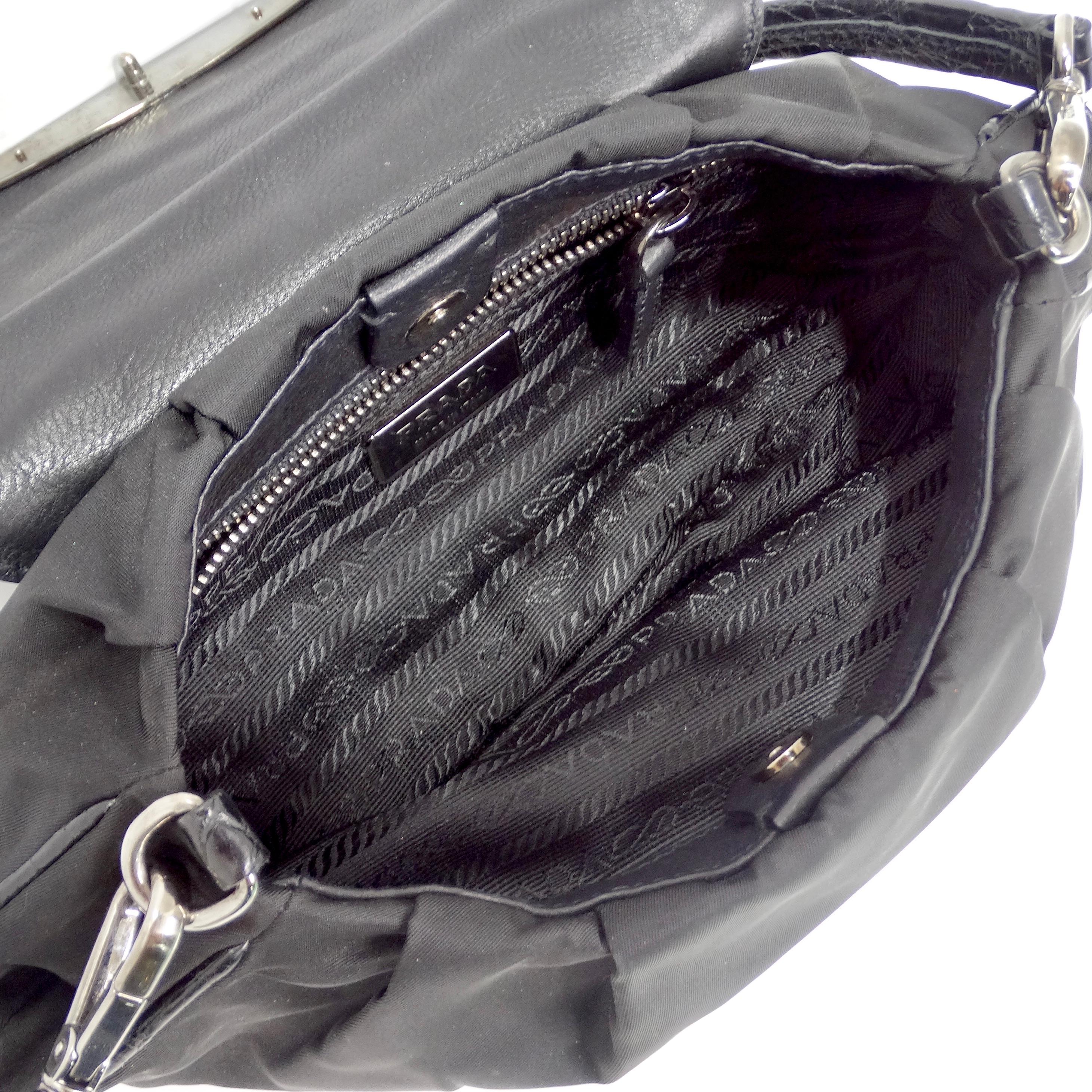 Prada Black Embellished Skipper Shoulder Bag For Sale 4