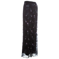 Prada black embroidered and beaded mesh maxi skirt, fw 1997