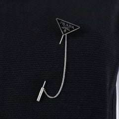PRADA black enamel SYMBOLE Brooch