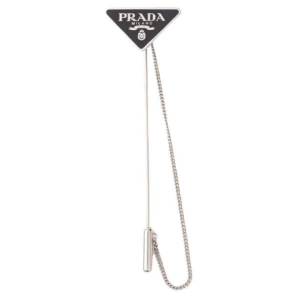 Prada Pin PRADA black enamel SYMBOLE Brooch For Sale at 1stDibs