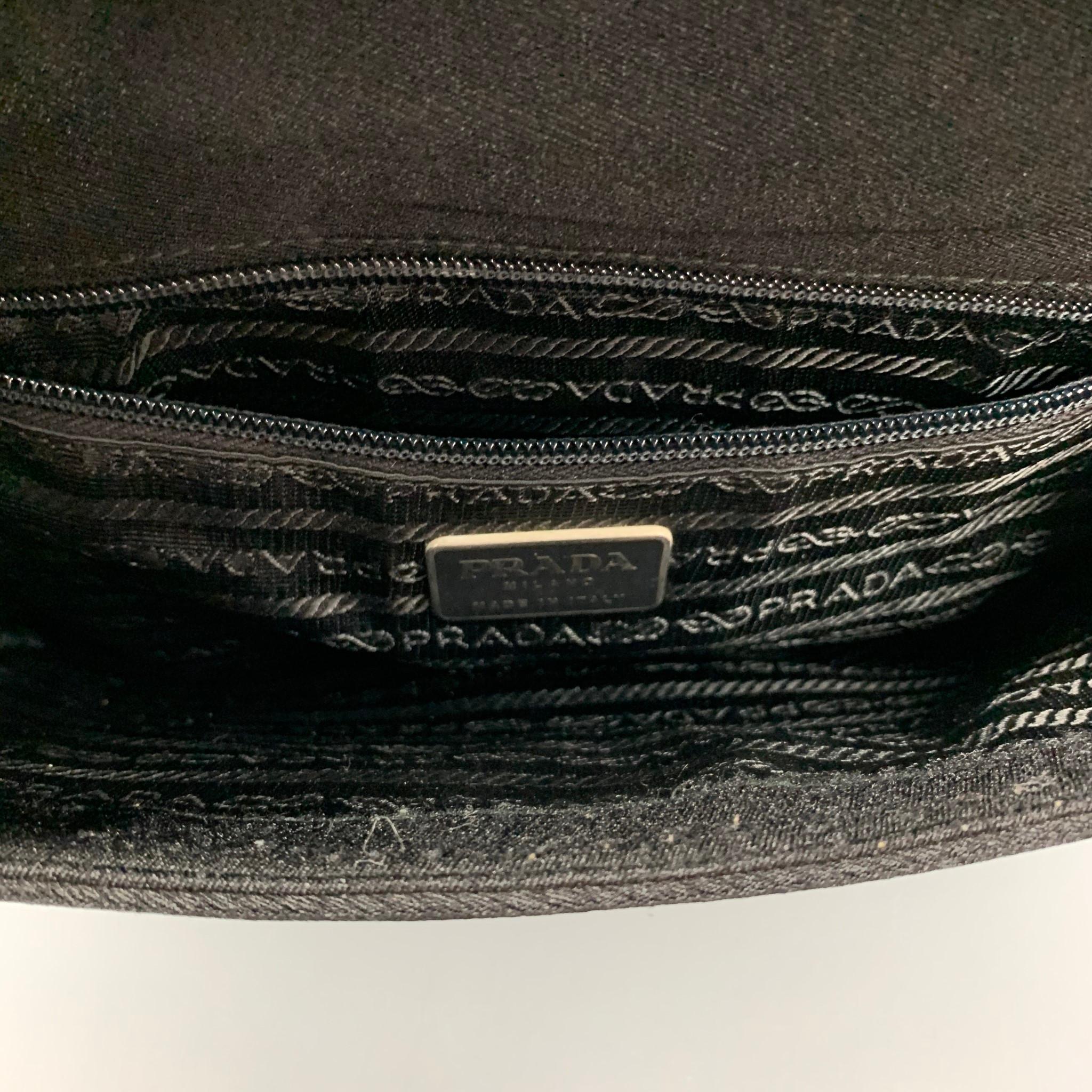 Women's PRADA Black Fabric Acetate Chain Shoulder Bag Handbag