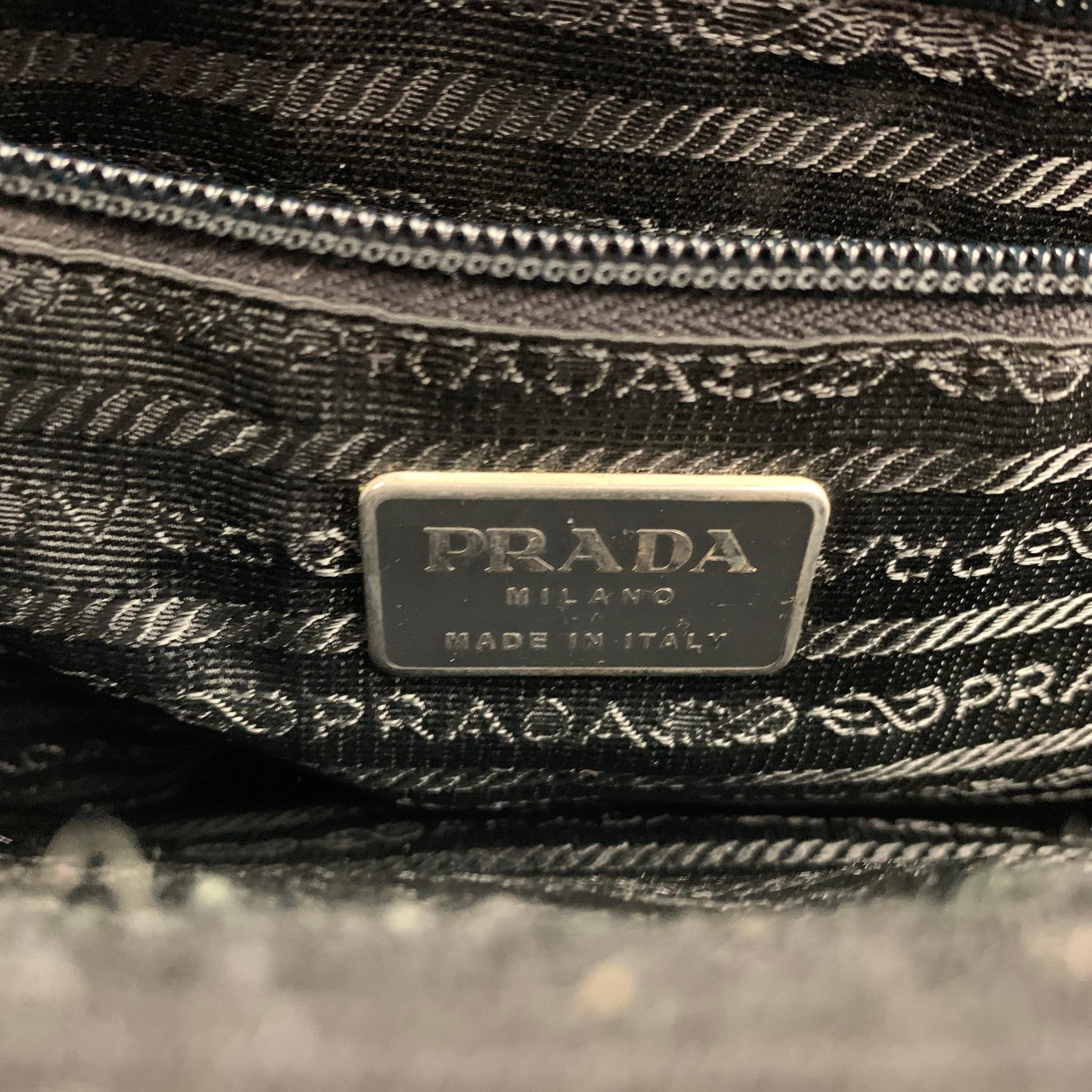 PRADA Black Fabric Acetate Chain Shoulder Bag Handbag 1