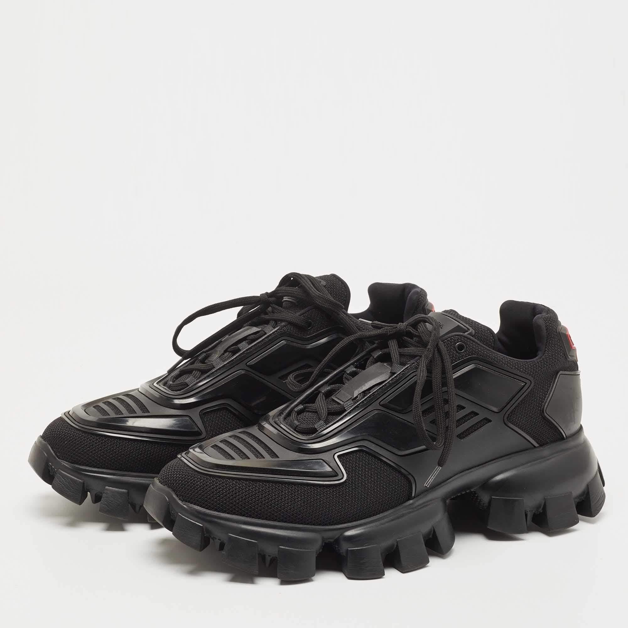 Women's Prada Black Fabric and Rubber Cloudbust Sneakers Size 44