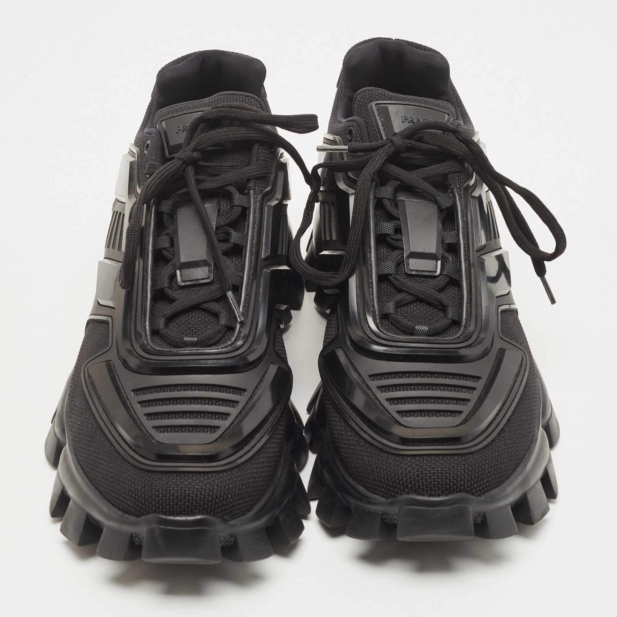 Men's Prada Black Fabric and Rubber Cloudbust Sneakers Size 44
