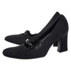 Prada Black Fabric Block Heel Pumps Size 40.5