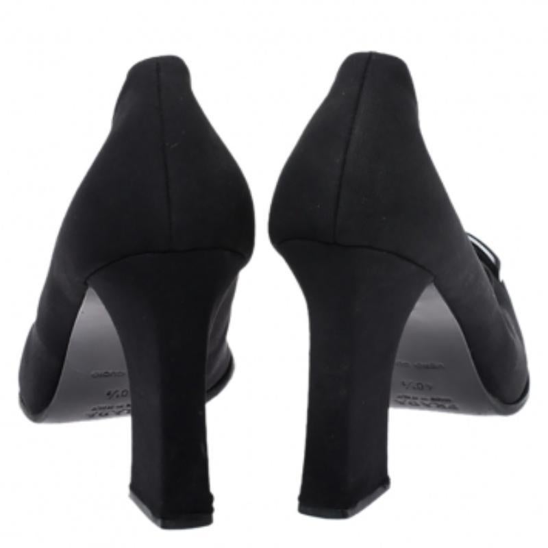 Nero Prada Black Fabric Block Heel Pumps Size 40.5 in vendita