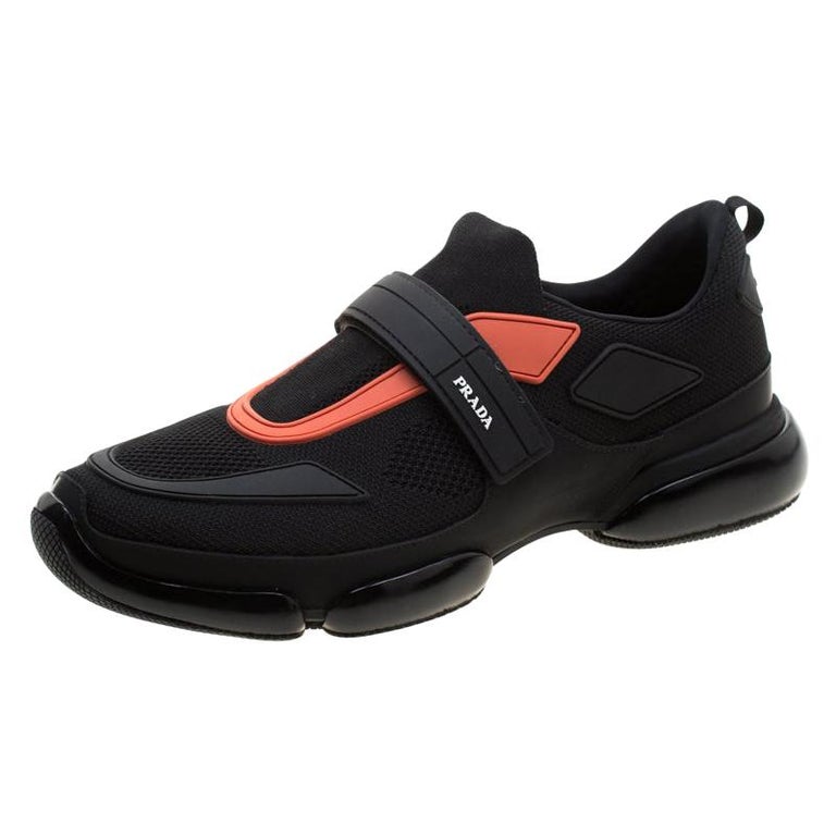Prada Black Fabric/Leather Cloudbust Slip-On Sneakers Size 41.5 For ...