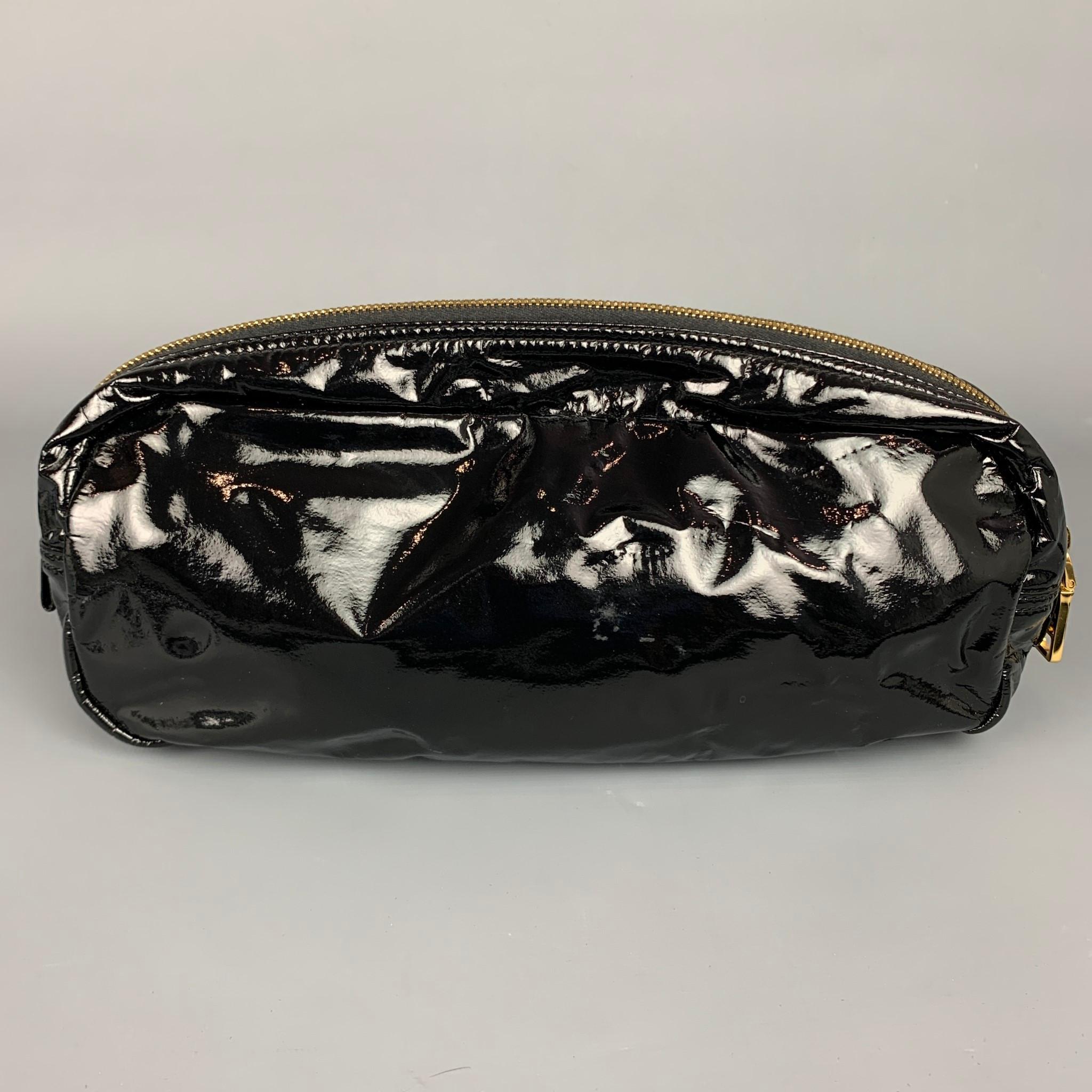 PRADA Black Faux Patent Leather Pouch In Good Condition In San Francisco, CA