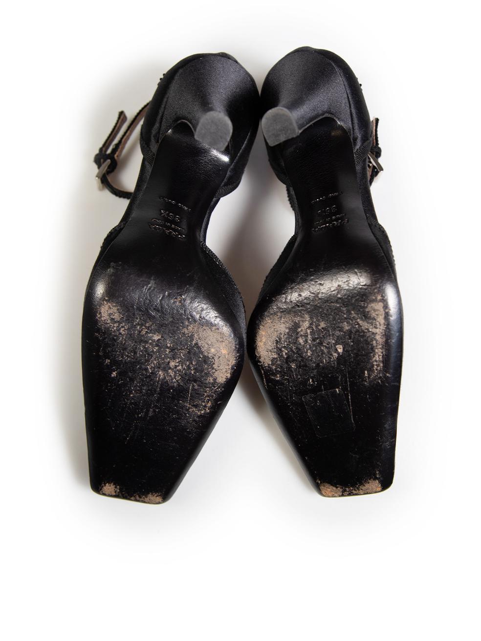 Women's Prada Black Floral Beaded Pumps Size IT 36.5