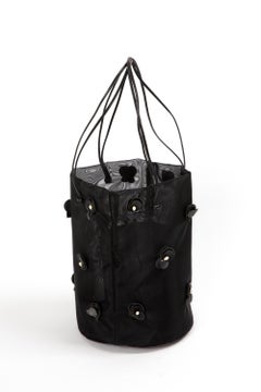 Prada Black Floral Mesh Evening Bucket Bag  Bag