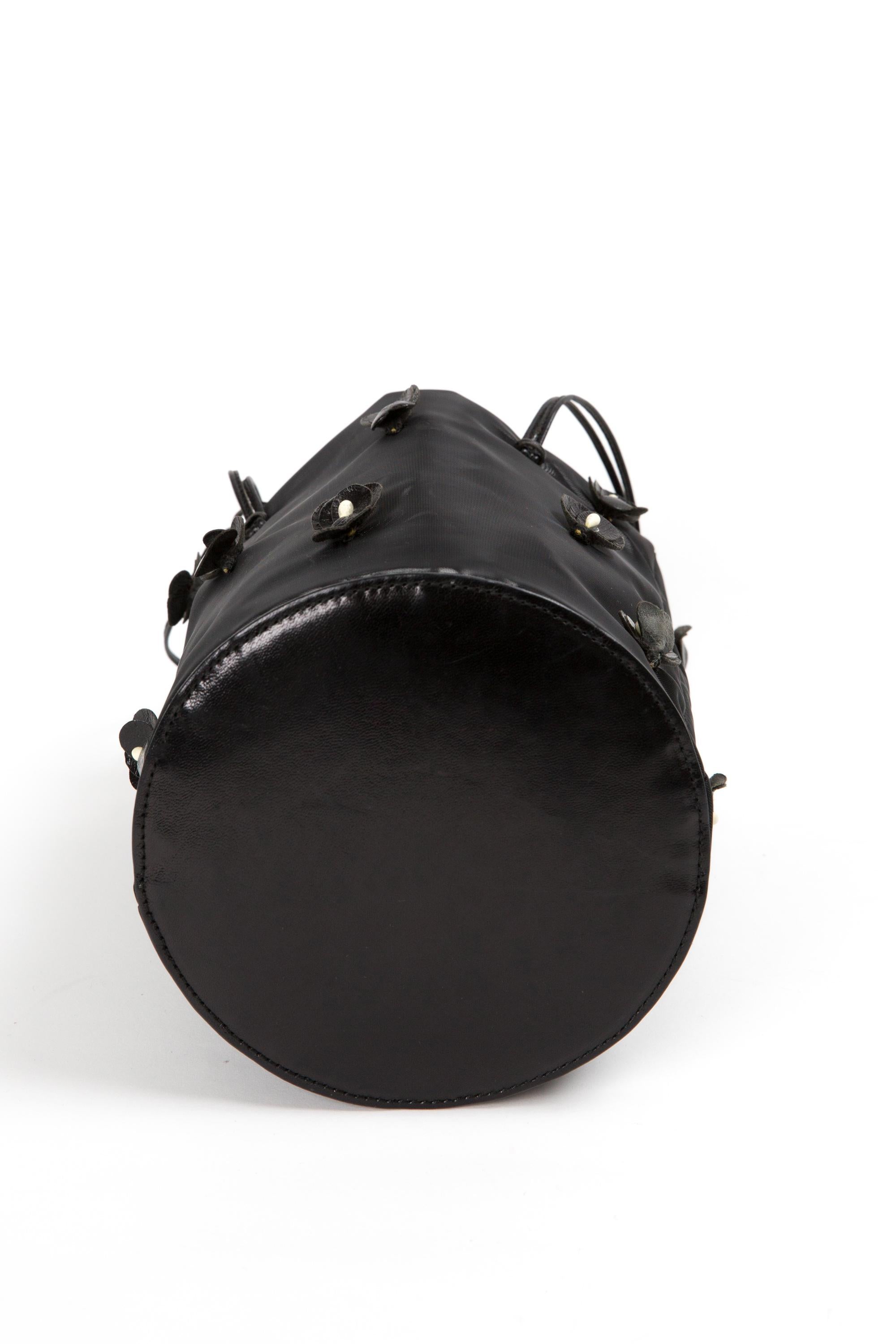Prada Black Floral Mesh Evening Bucket Bag  Bag 4