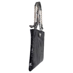 PRADA black FLORAL SEQUIN Evening Bag