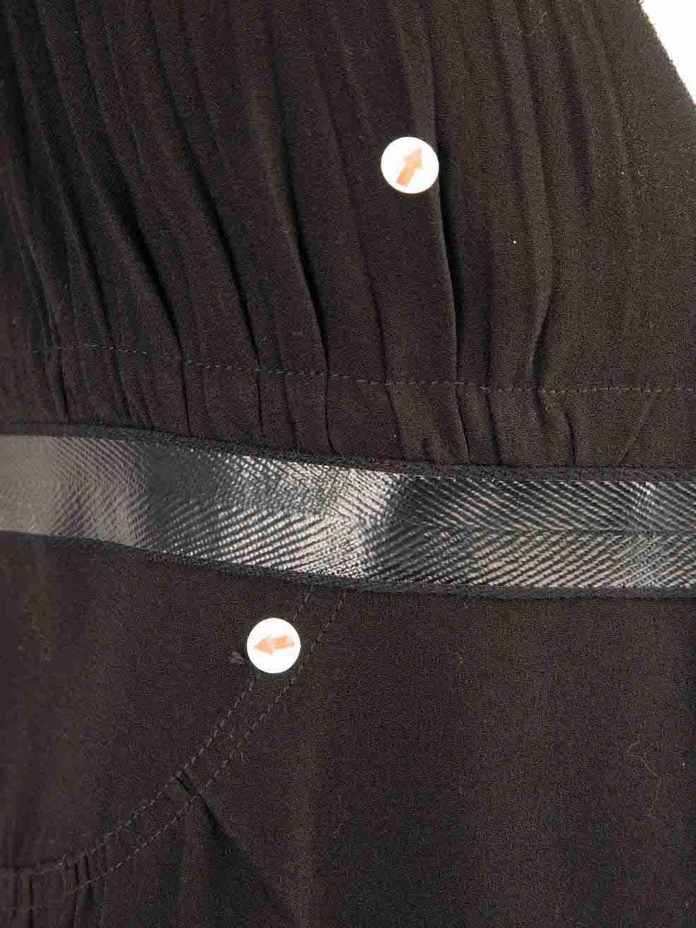 Prada Black Fox-Fur Shoulder Trim Midi Dress Size M For Sale 1