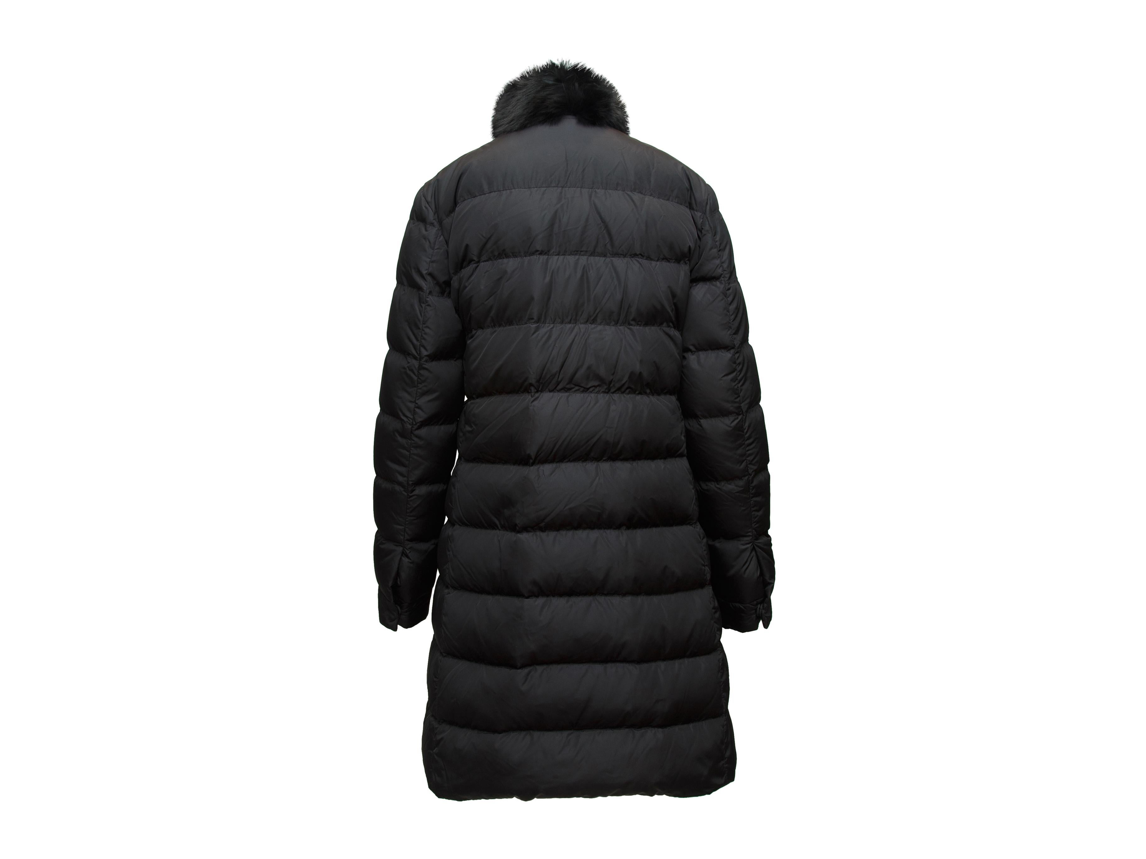 Prada Black Fur-Trimmed Puffer Coat In Good Condition In New York, NY