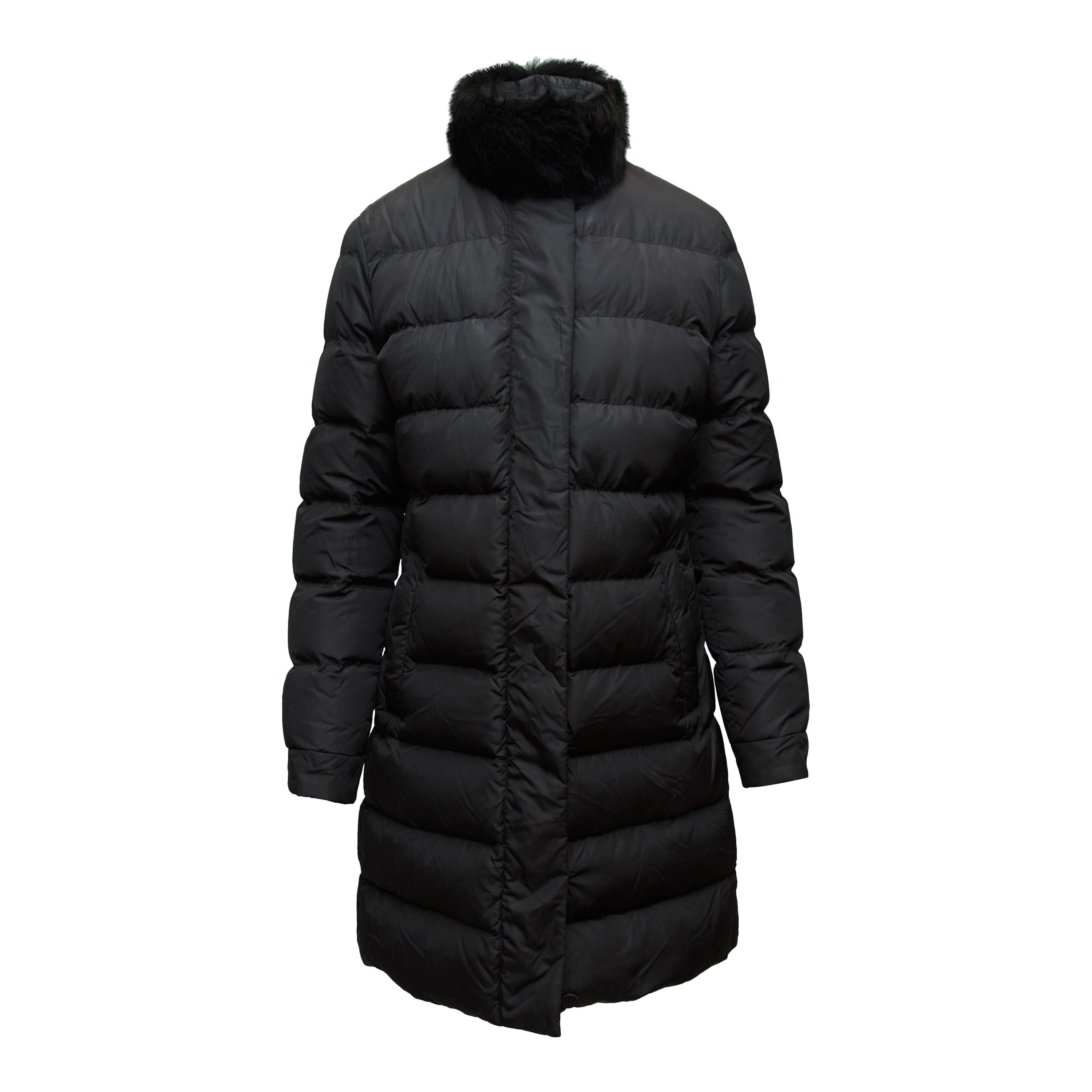 Prada Black Fur-Trimmed Puffer Coat