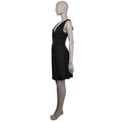 PRADA black GATHERED FRONT Sleeveless Cocktail Dress 40