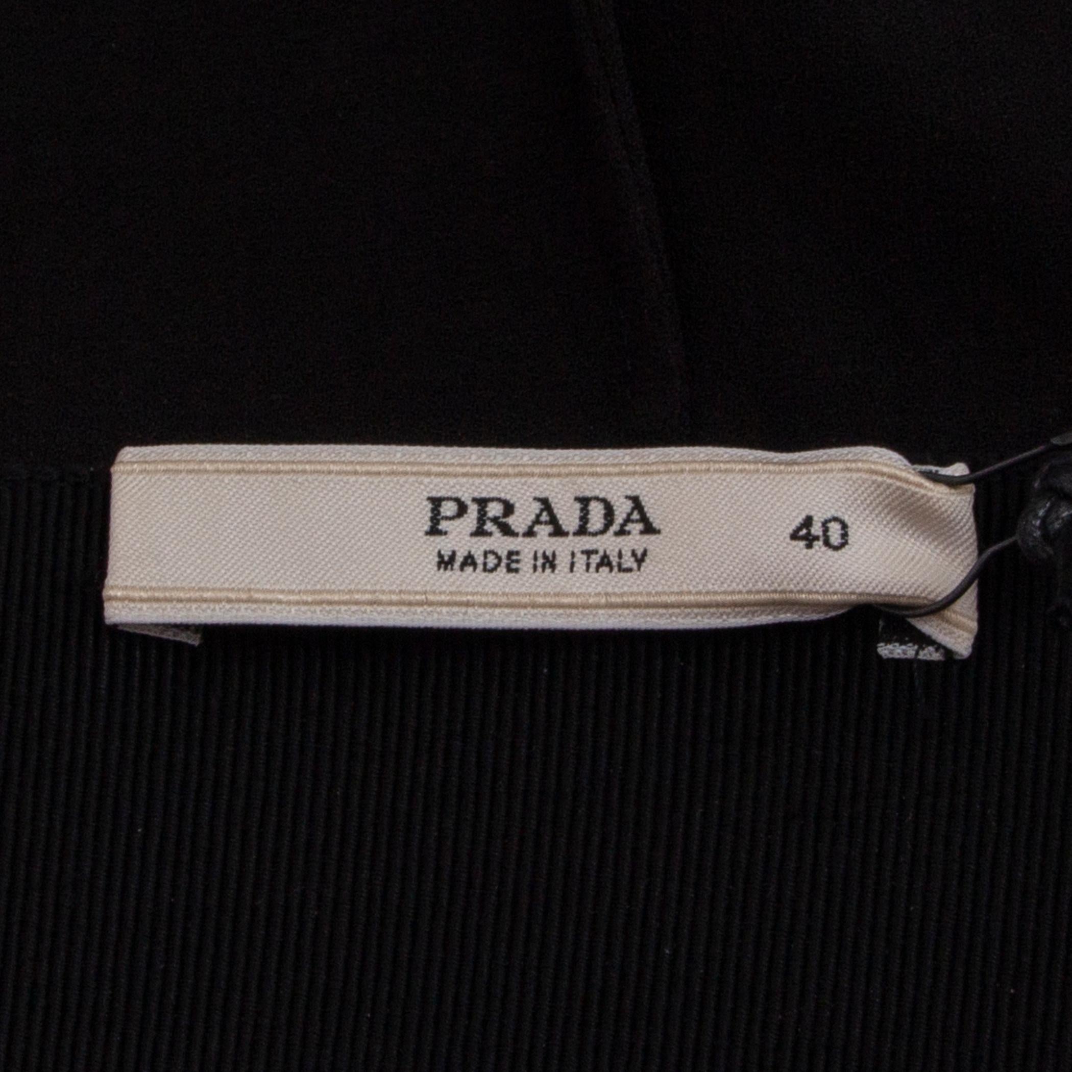 Black PRADA black GATHERED FRONT Sleeveless Cocktail Dress 40 For Sale