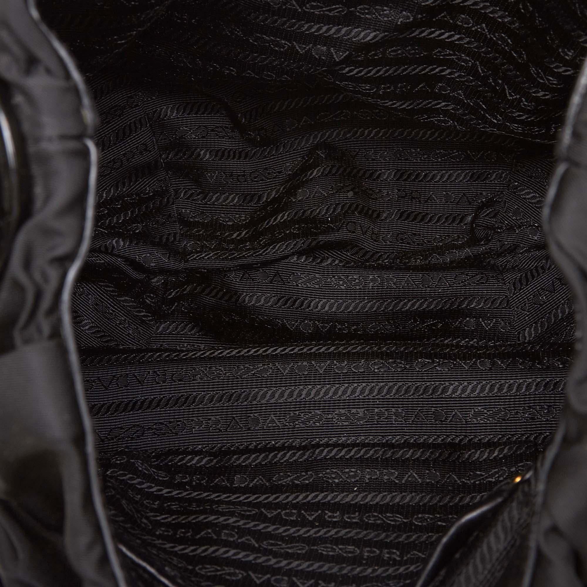 Prada Black Gathered Nylon Chain Shoulder Bag 1