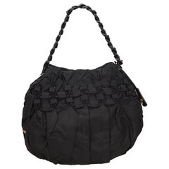 Prada Black Gathered Nylon Chain Shoulder Bag