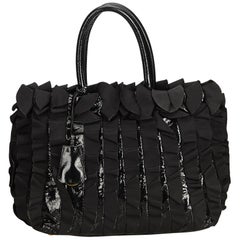 Prada Black Gathered Nylon Tote Bag
