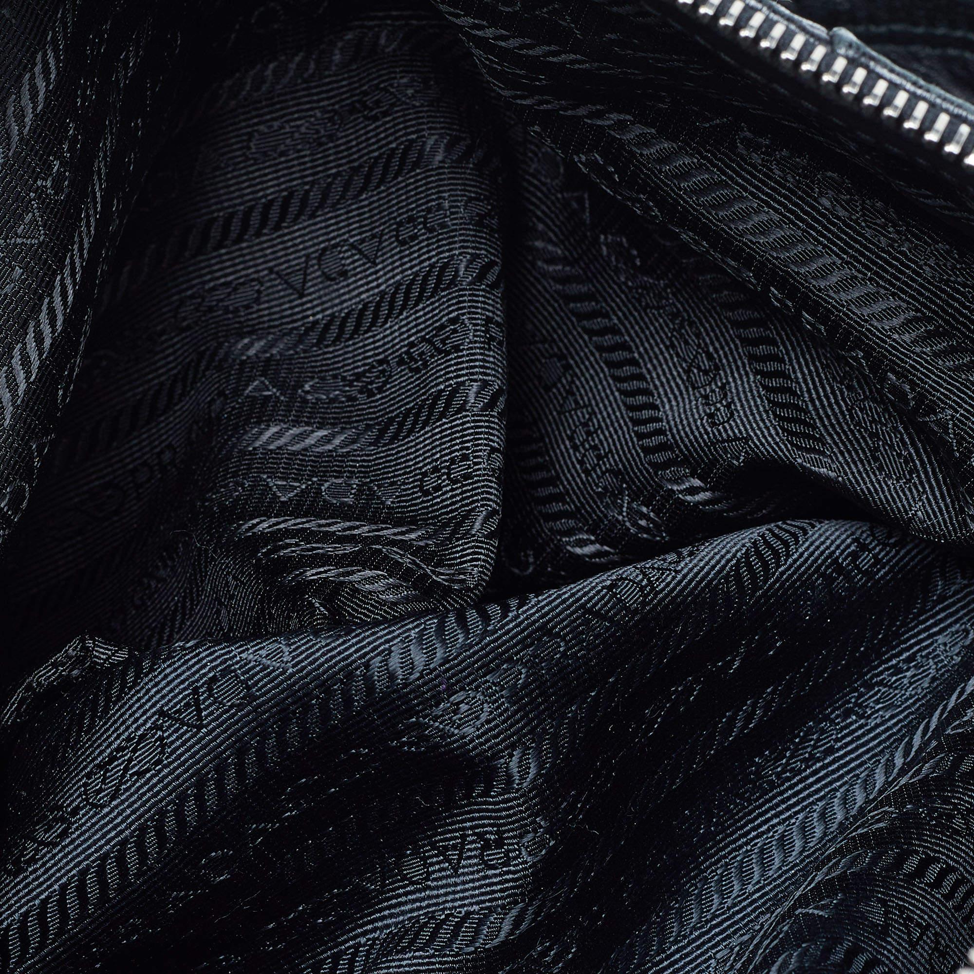 Prada Black Gaufre Leather Double Zip Tote 7