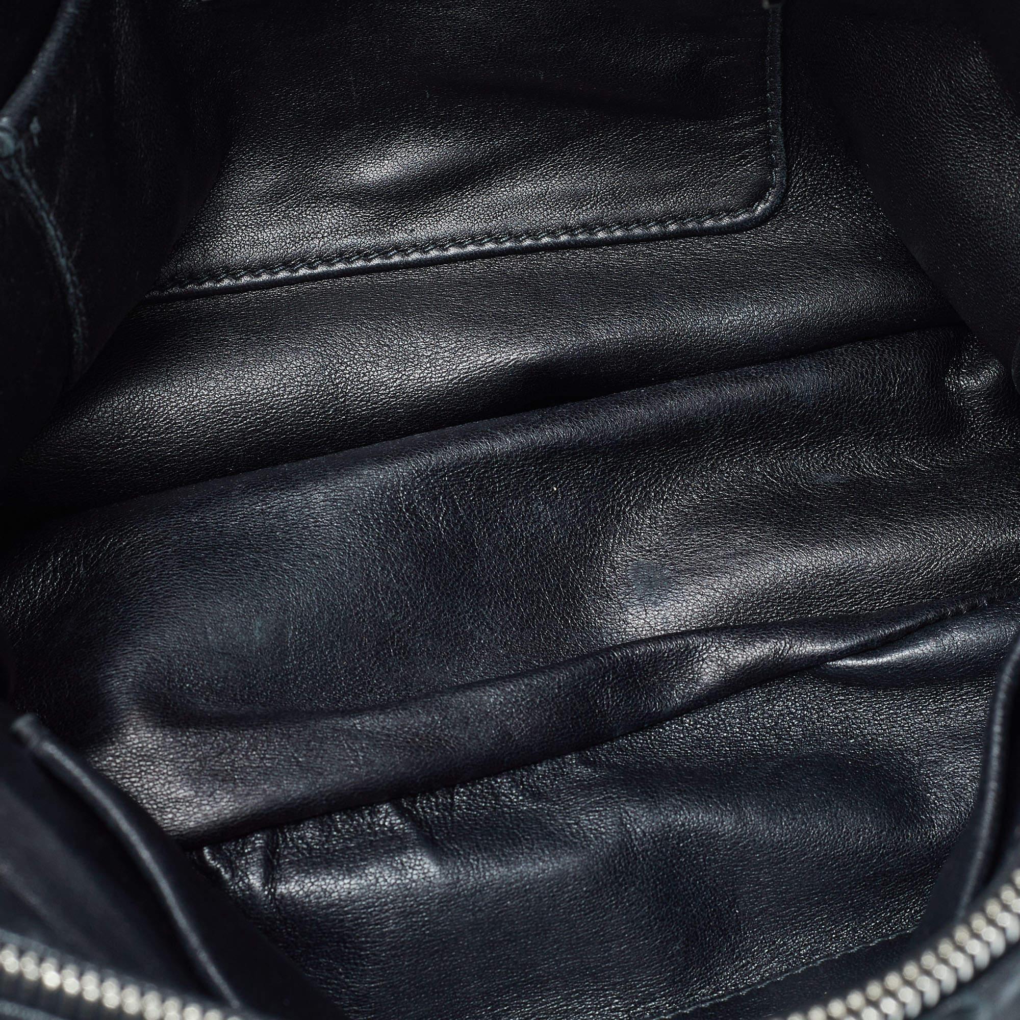 Prada Black Gaufre Leather Double Zip Tote 8