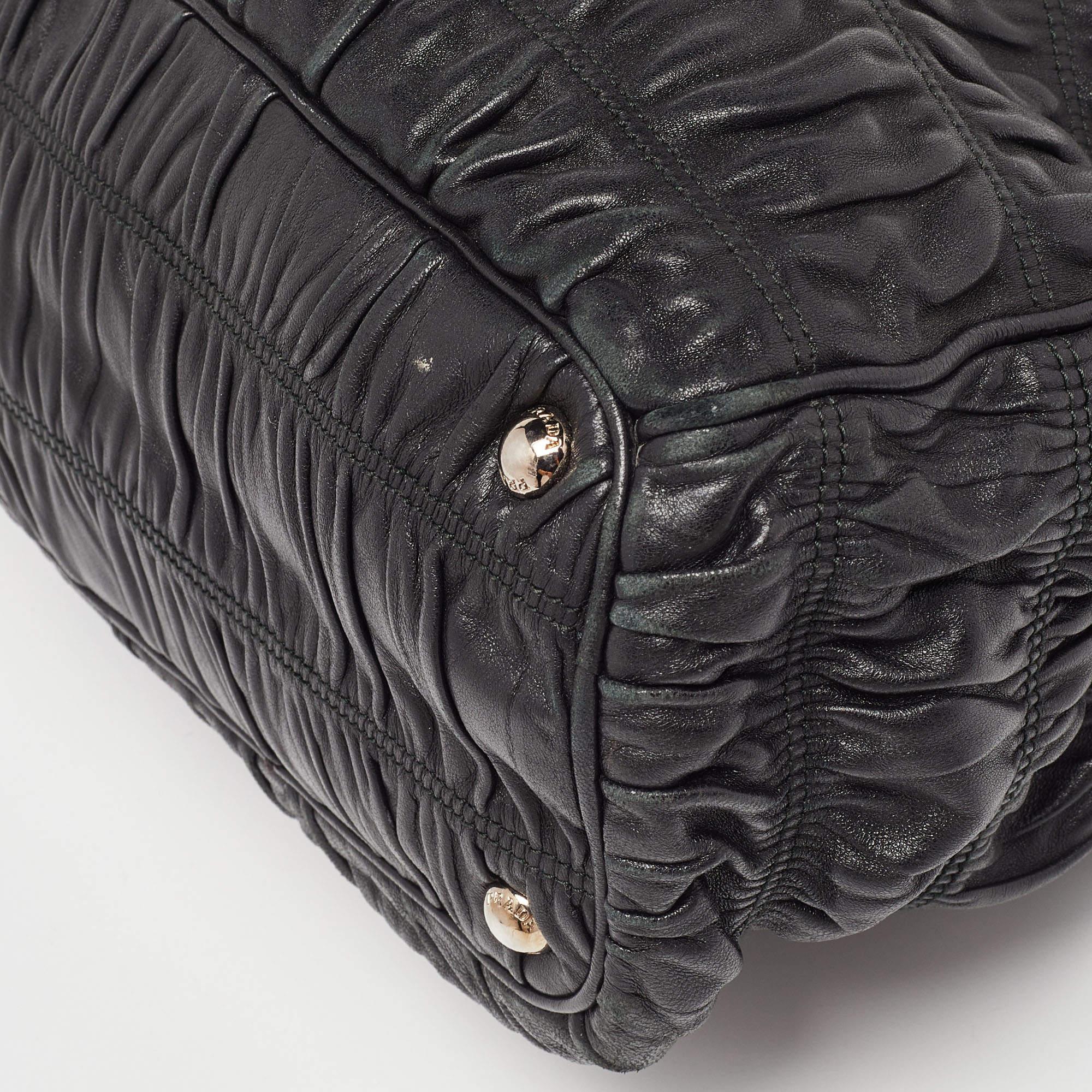 Prada Black Gaufre Leather Double Zip Tote 1