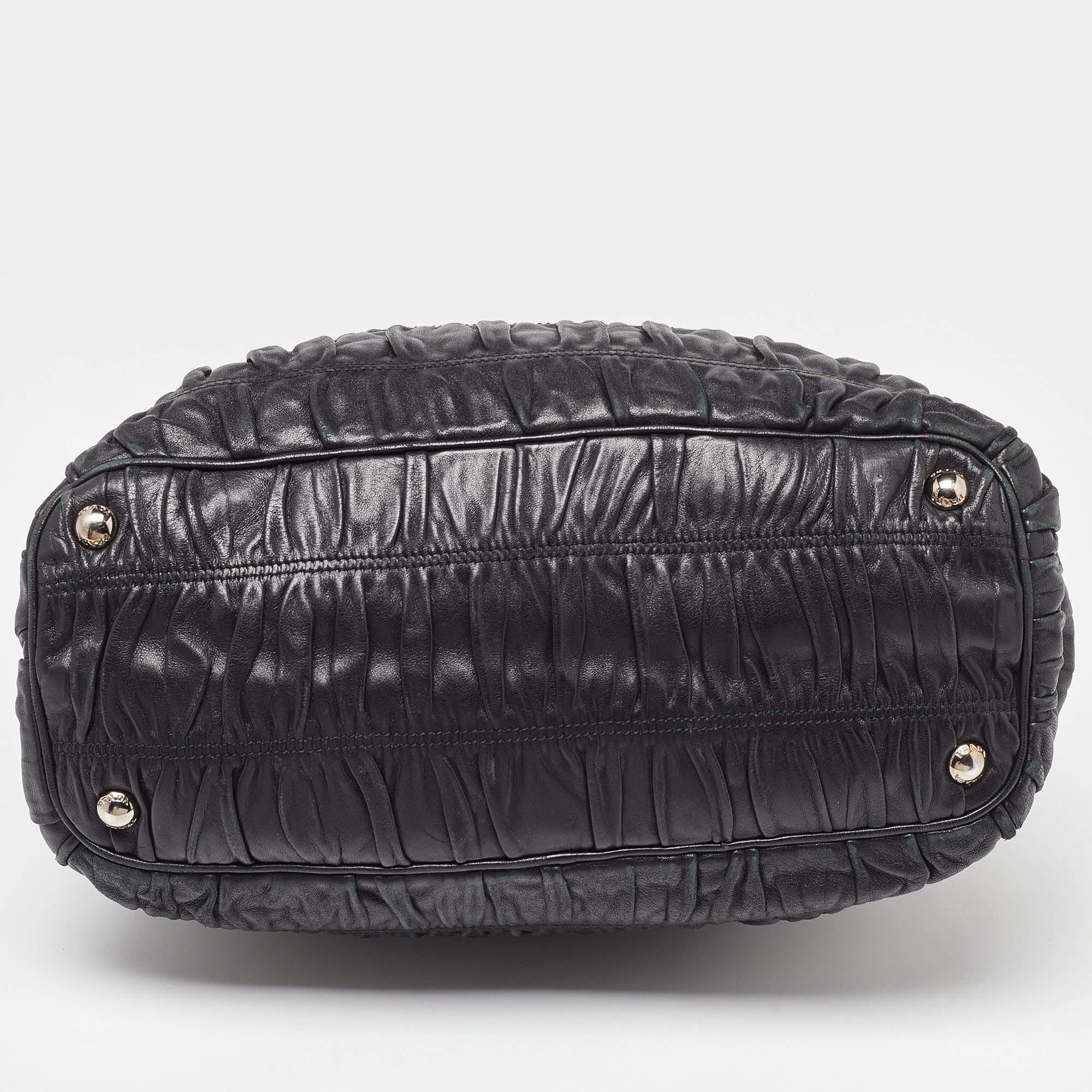 Prada Black Gaufre Leather Double Zip Tote 3