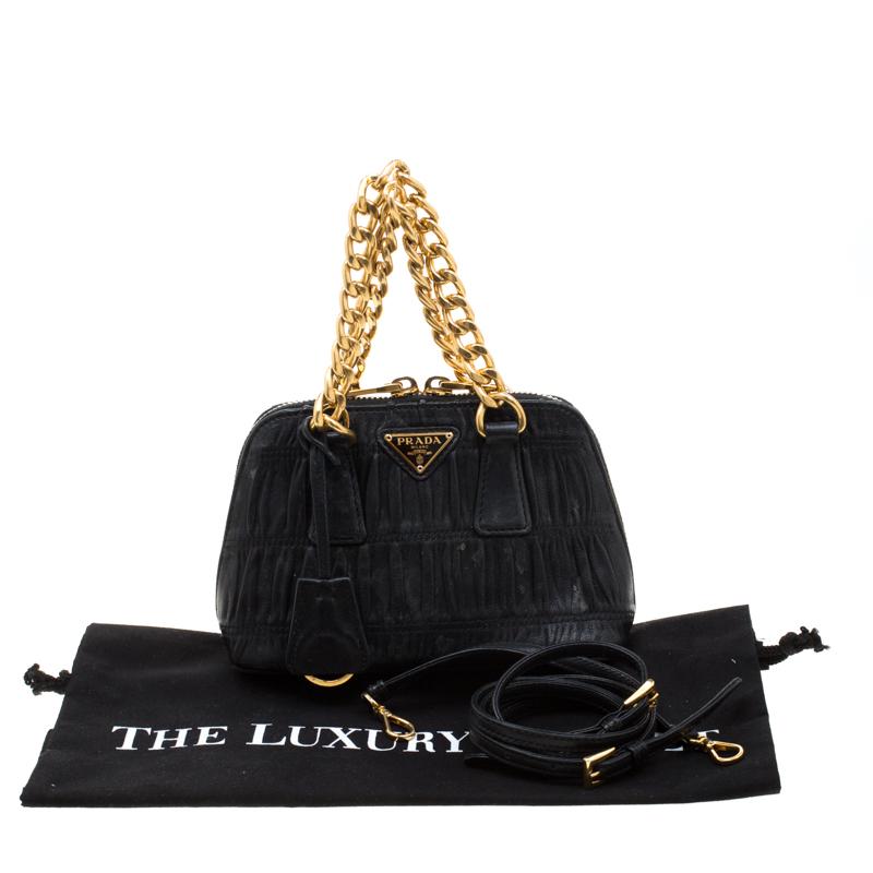 Prada Black Gaufre Leather Mini Promenade Crossbody Bag 6