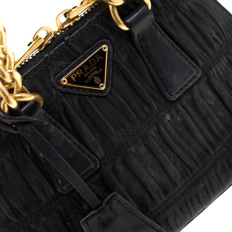 Prada Black Gaufre Leather Mini Promenade Crossbody Bag 3