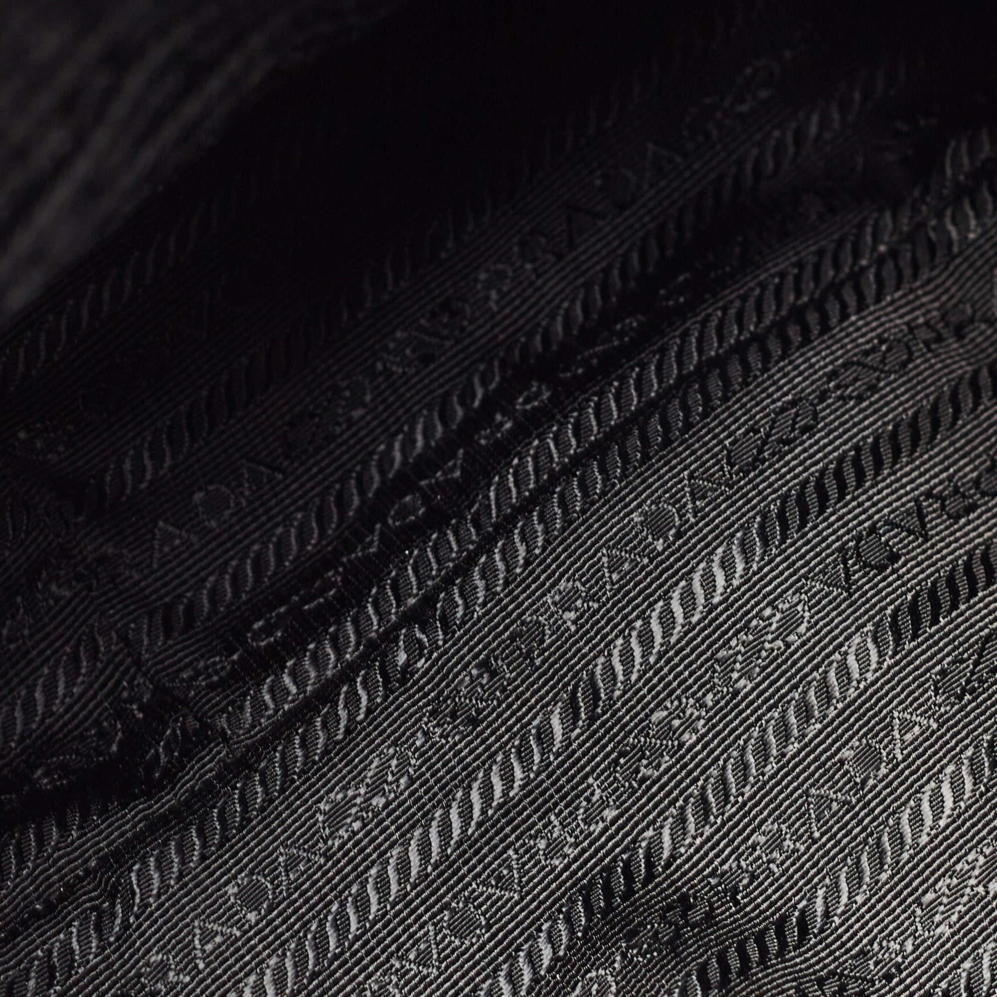 Prada Black Gaufre Nylon and Leather Braided Handle Hobo 9