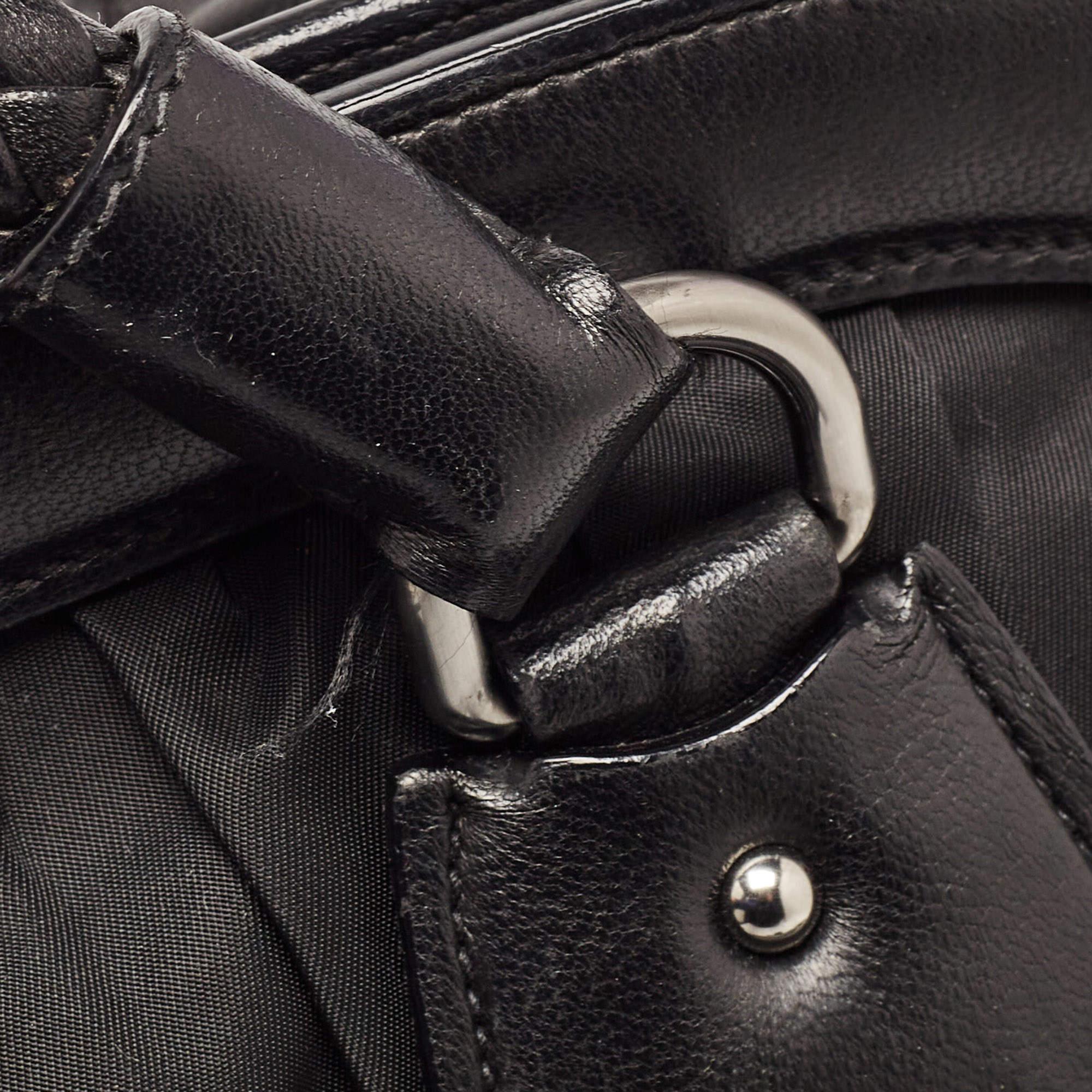 Prada Black Gaufre Nylon and Leather Braided Handle Hobo 3
