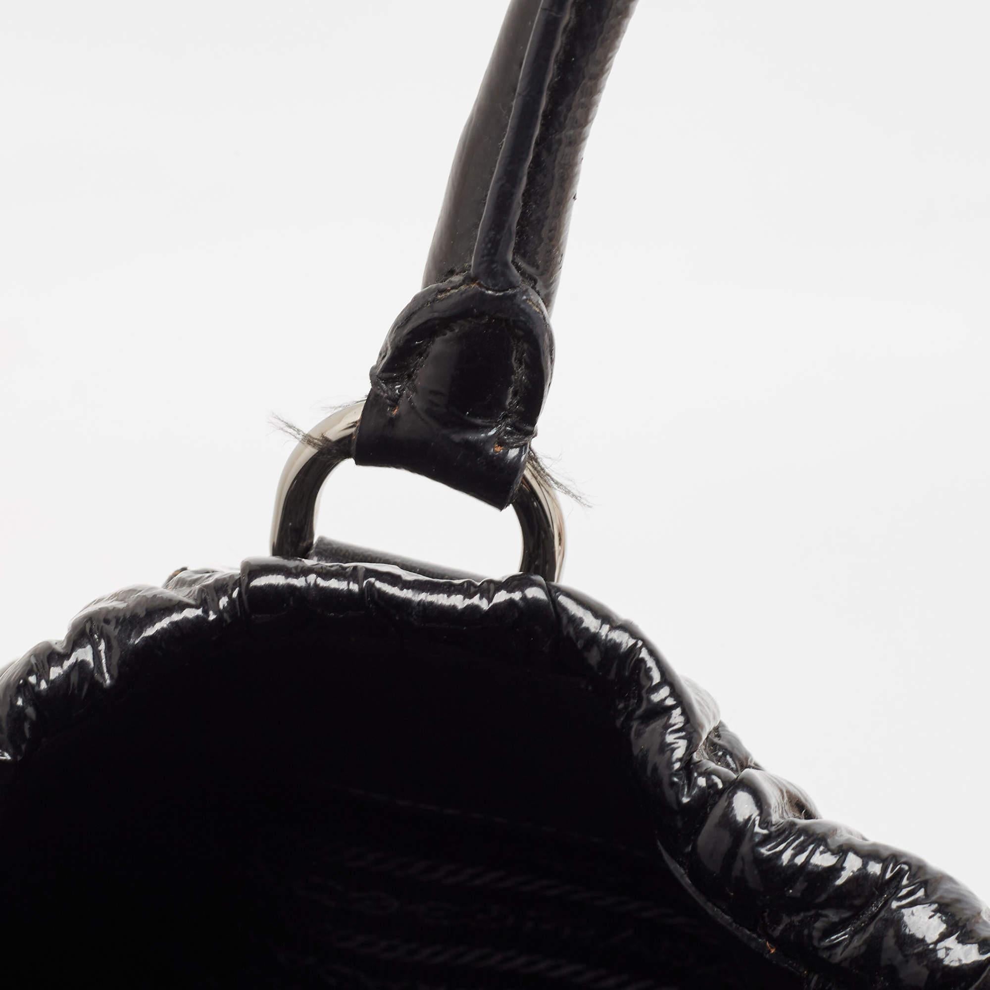 Prada Black Gaufre Patent Leather Large Tote 9