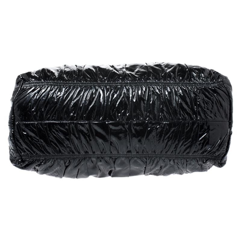 Prada Black Gaufre Patent Leather Large Tote 1
