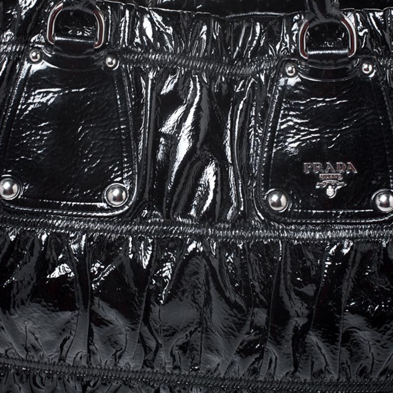 Prada Black Gaufre Patent Leather Large Tote 4