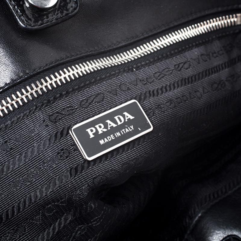 Prada Black Gaufre Patent Leather Large Tote 5