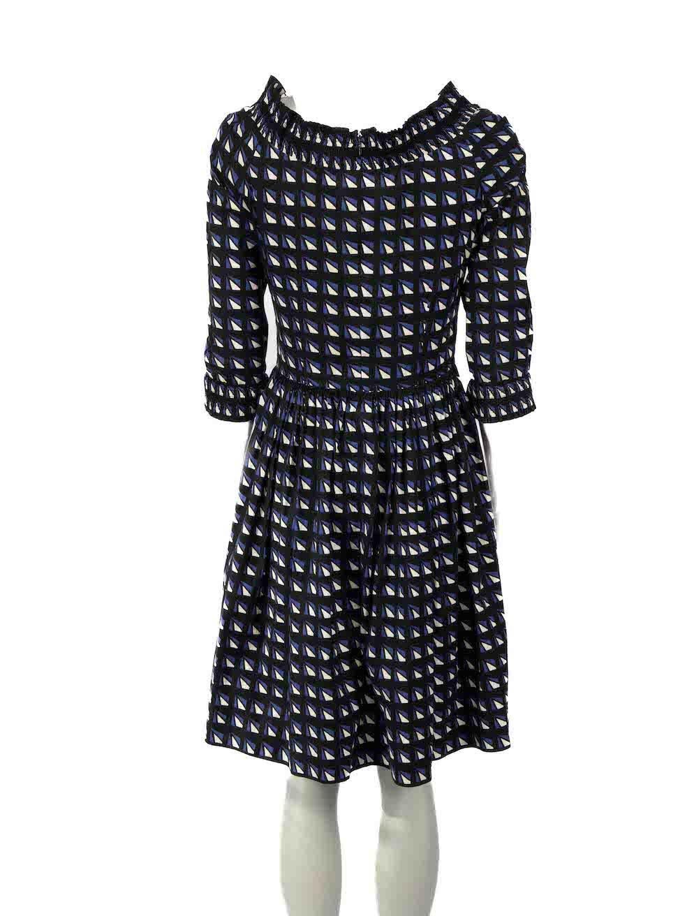 Prada Black Geometric Print Dress Size S In Good Condition For Sale In London, GB