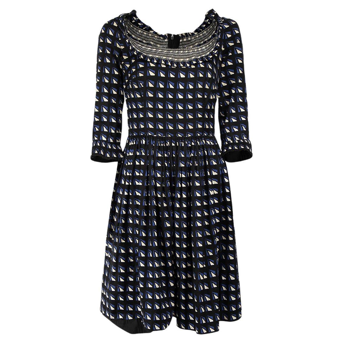 Prada Black Geometric Print Dress Size S For Sale