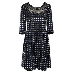 Prada Black Geometric Print Dress Size S