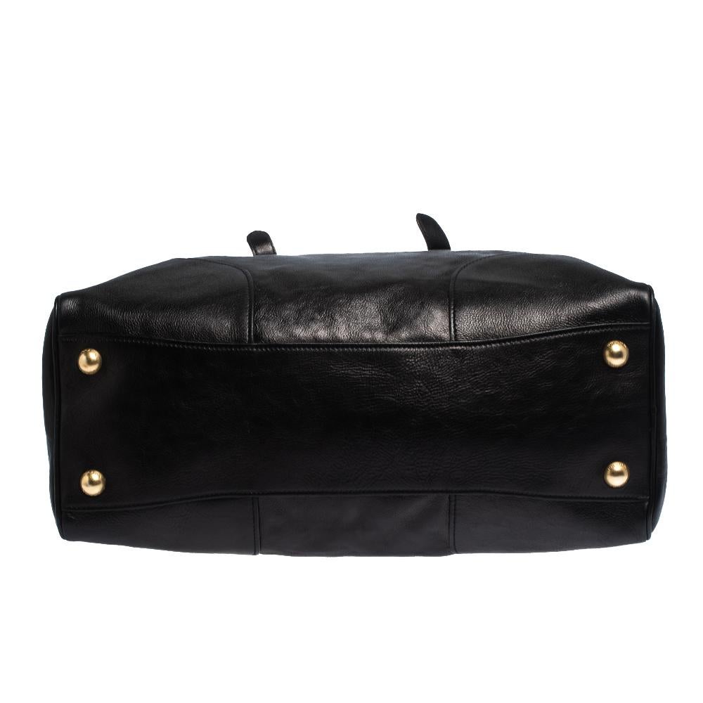 Prada Black Glace Calf Leather Dome Satchel at 1stDibs | oversized ...