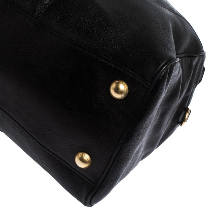 Prada, Bags, Prada Glace Calf Leather Satchel Bag Black