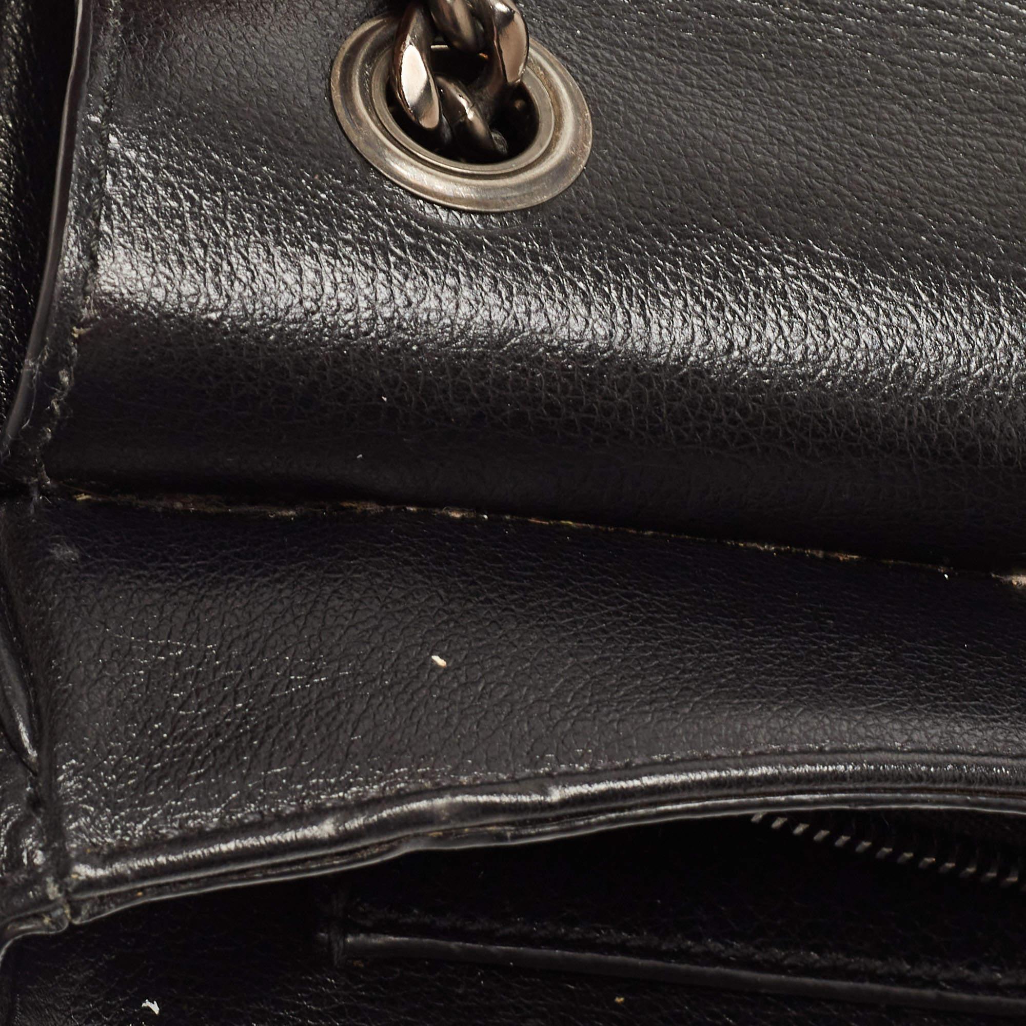 Prada Black Glace Leather Studded Flap Shoulder Bag 1