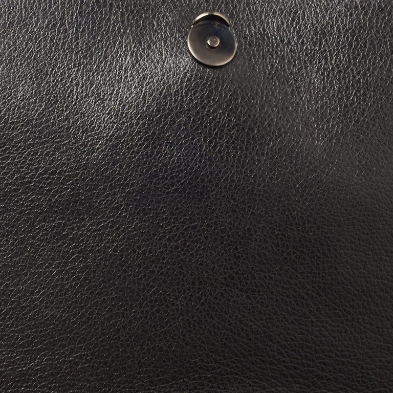 Prada Black Glace Leather Studded Flap Shoulder Bag Prada