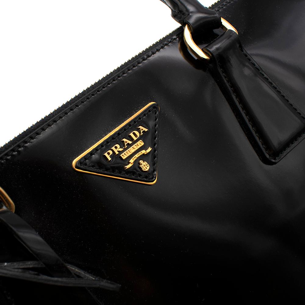 Prada Black Glossed Leather Large Galleria Bag 2