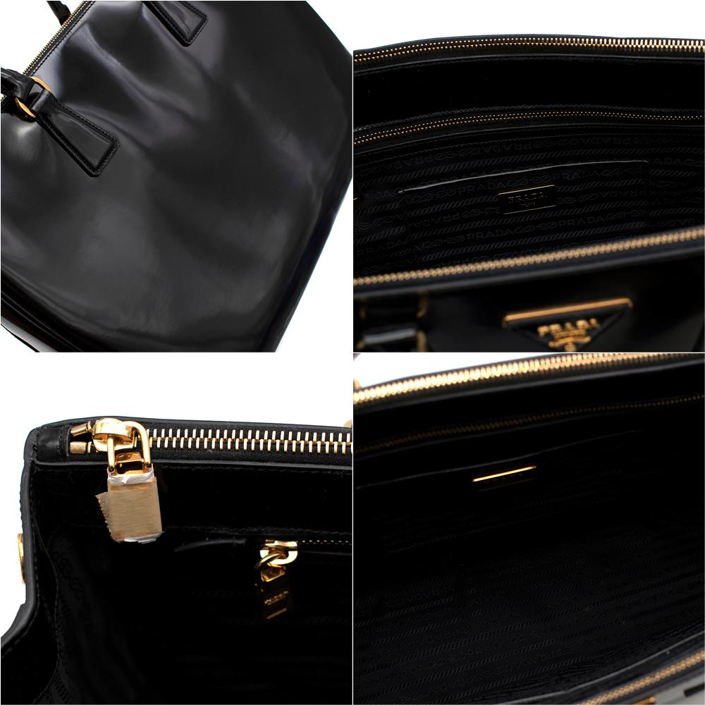 Prada Black Glossed Leather Large Galleria Bag 5