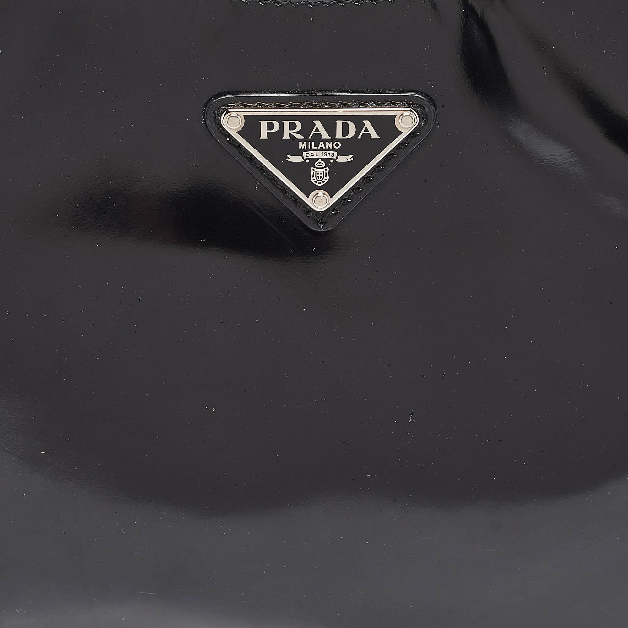 Prada Black Glossy Leather Cleo Shoulder Bag 1