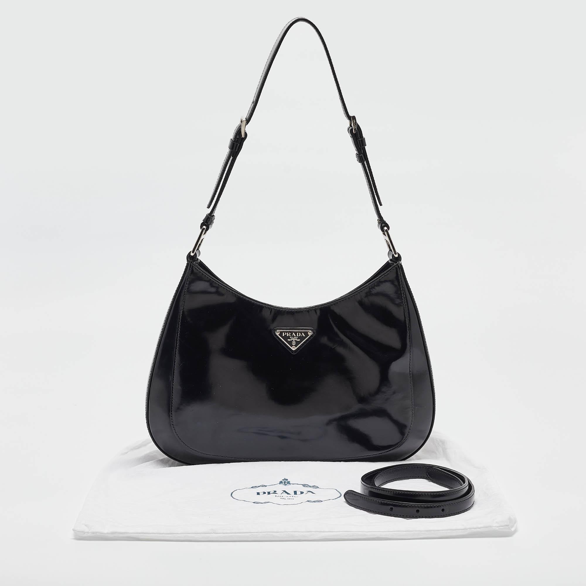 Prada Black Glossy Leather Cleo Shoulder Bag 5