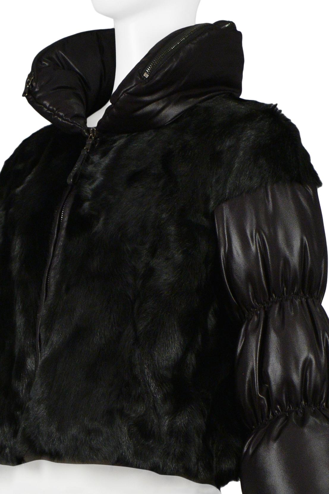 Women's Prada Black Goat Fur Puffer Jacket For Sale