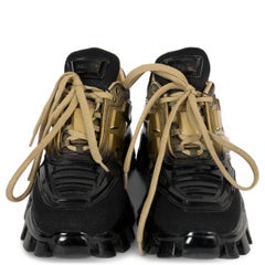 Sneakers Prada CLOUDBURST THUNDER KNIT CHUNKY 2022, nero e oro, taglia 36